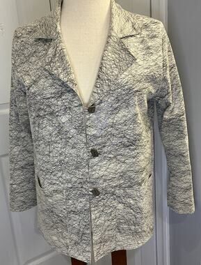 Vintage Y2K Mack & Mack Jacket Blazer Women XS White Black Scribble Line Artsy
